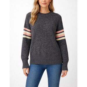 Faherty Wisp Waffle Sweater‎ Womens S Gray Wool Blend Stripe Academia Heritage